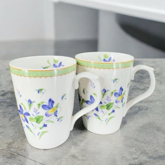 IMPERIAL BONE CHINA PURE NATURAL KOREA Porcelain Coffee Mug Cup Set 2 Han Jun - Picture 1 of 16